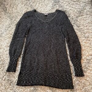JJill womens silver metallic textured knit tunic sweater‎ xs